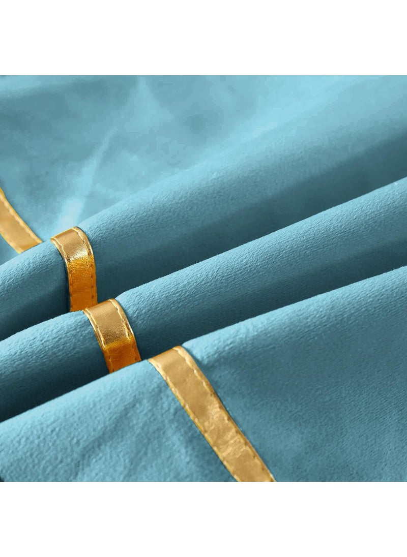 AEROHAVEN Set of 2 Premium Velvet with Gold Stripes Decorative Throw PillowCushion Covers with Invisible Zipper 24 x 24 Inch Aqua