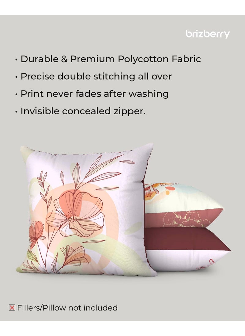 Brizberry Designer Decorative Premium Poly Cotton Throw Pillow Cushion Covers Double Side Printing Set of 5 16 inch x 16 inch Design 59