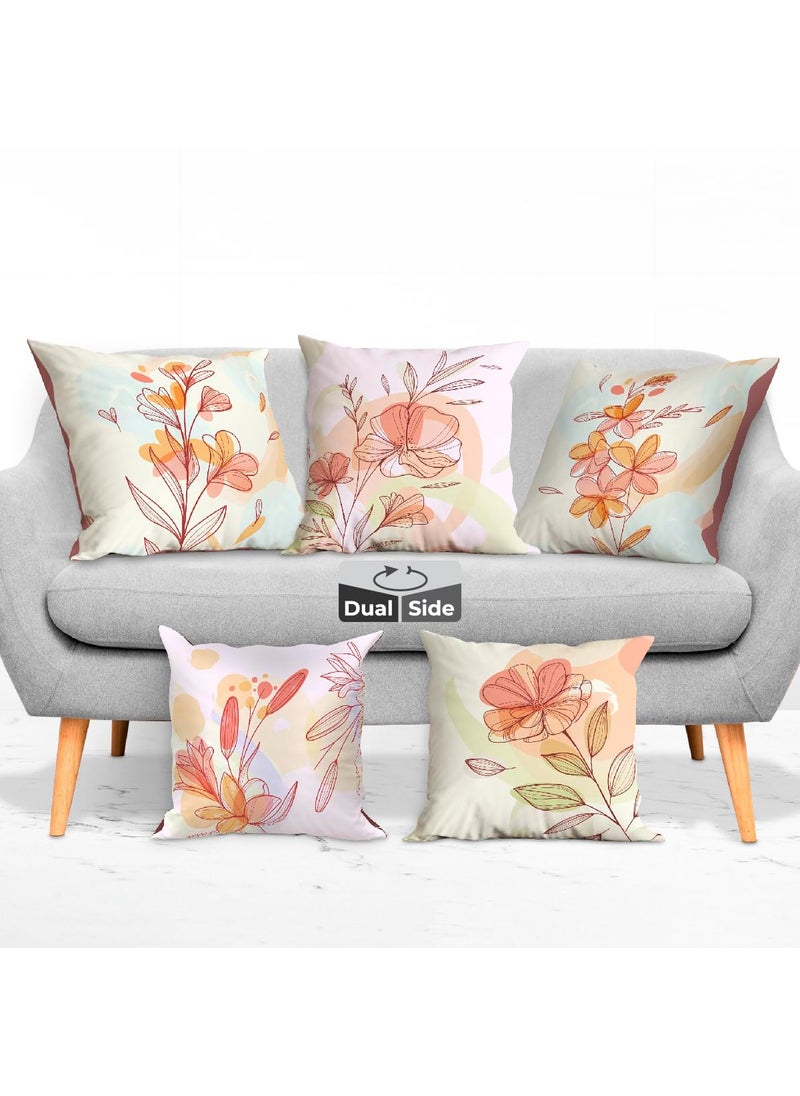 Brizberry Designer Decorative Premium Poly Cotton Throw Pillow Cushion Covers Double Side Printing Set of 5 16 inch x 16 inch Design 59