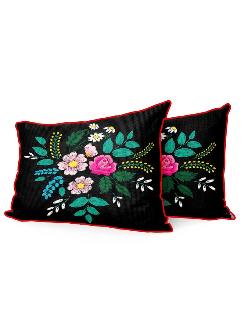 MUKESH HANDICRAFTS Jute Fabric Printed Decorative PillowThrowCushion Covers for Living Room Bed Room SofaChairsPillow Cases Pillow Covers Set of 2 Size 18x27 Inches Style5