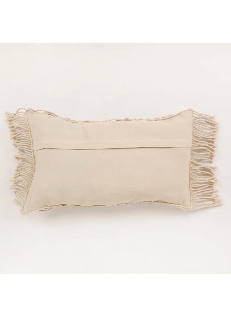 pepme Macrame Cushion Cover Side Small Knots jaal Dual Knots Single Knots Lane 12x20 OffWhite
