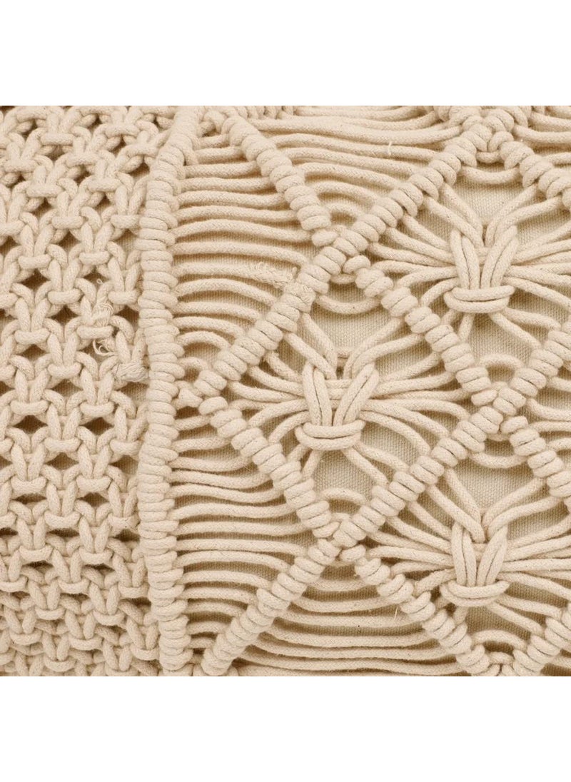pepme Macrame Cushion Cover Side Small Knots jaal Dual Knots Single Knots Lane 12x20 OffWhite
