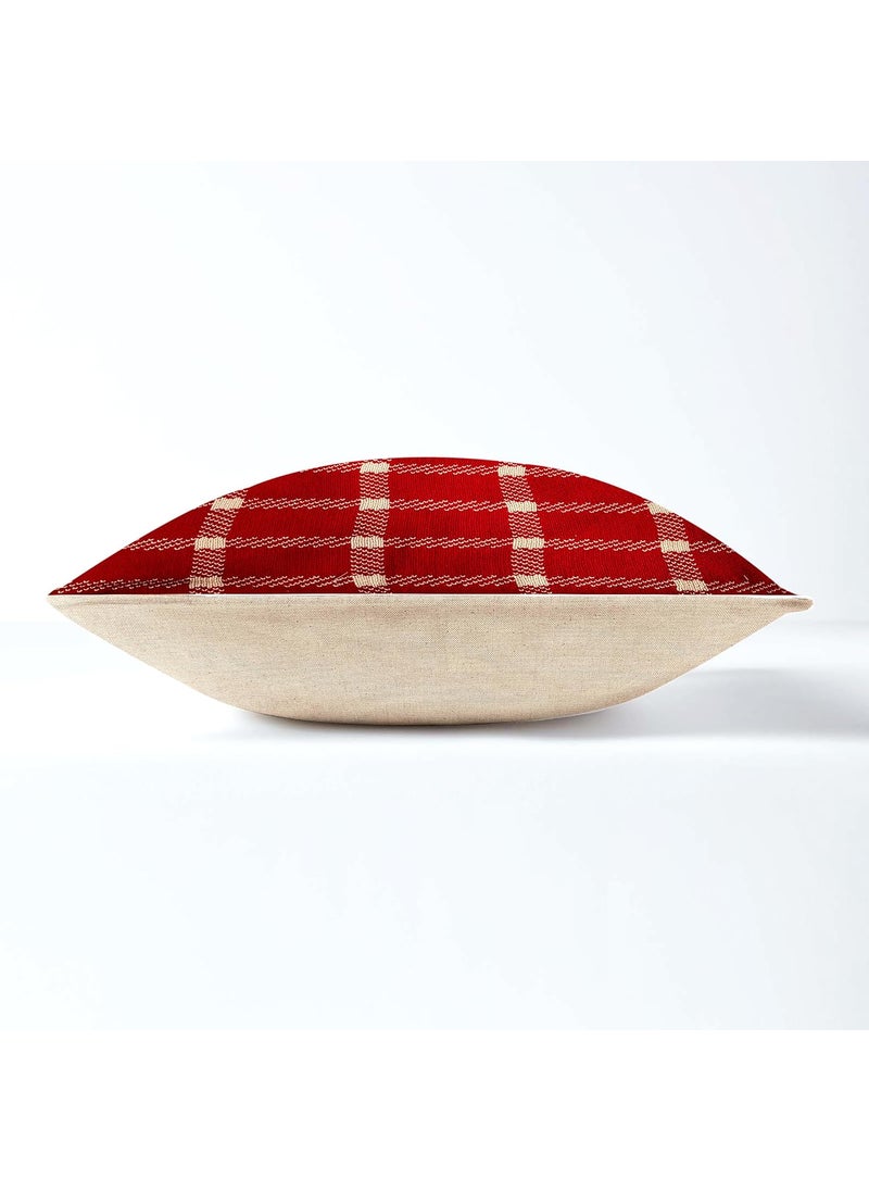AEROHAVEN Set of 2 100 Cotton Knitted Merry Christmas Decorative Throw PillowCushion Covers 16 x 16 Inch Red