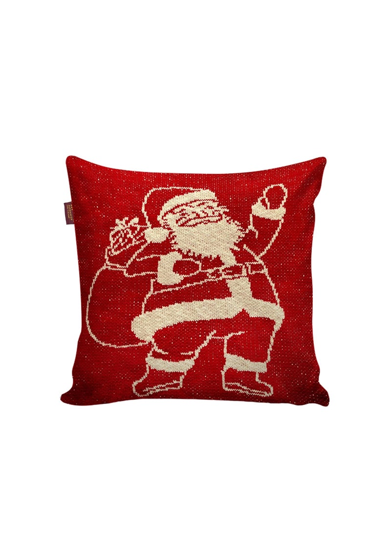 AEROHAVEN Set of 2 100 Cotton Knitted Merry Christmas Decorative Throw PillowCushion Covers 16 x 16 Inch Red