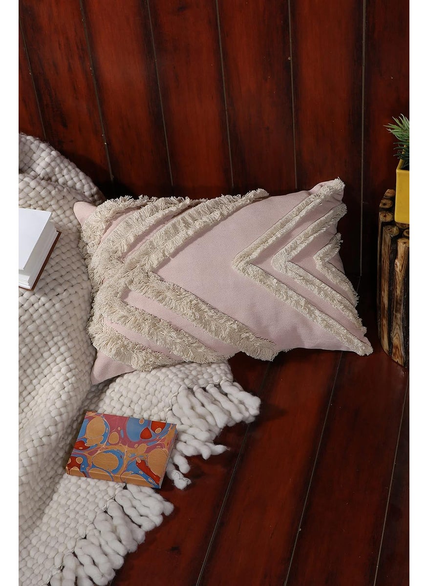 IMPEXART PVT LTD Pack of Cotton Throw Pillow Covers 16 x 24 Inches Decorative Farmhouse Cotton Couch Pillow Case Soft Plush Square Boho Cushion Pillowcase Pink