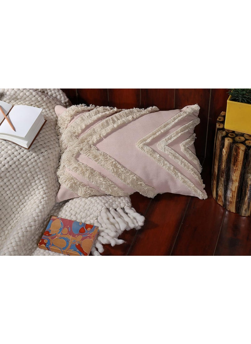 IMPEXART PVT LTD Pack of Cotton Throw Pillow Covers 16 x 24 Inches Decorative Farmhouse Cotton Couch Pillow Case Soft Plush Square Boho Cushion Pillowcase Pink