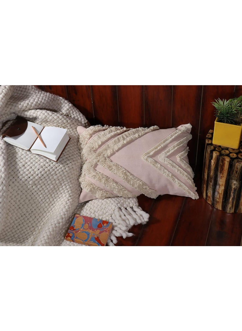 IMPEXART PVT LTD Pack of Cotton Throw Pillow Covers 16 x 24 Inches Decorative Farmhouse Cotton Couch Pillow Case Soft Plush Square Boho Cushion Pillowcase Pink