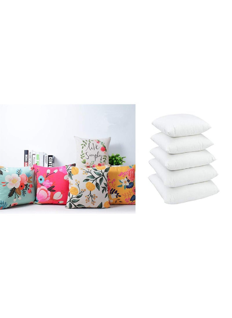 AEROHAVEN Polyester 150 TC Designer Decorative Throw PillowCushion Covers with Cushions Multicolour 18 x 18 Inch Set of 5