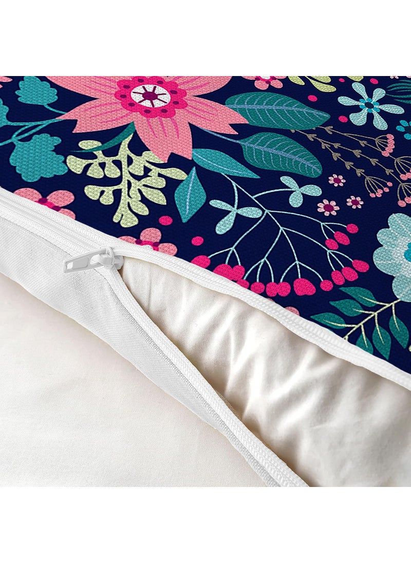 AEROHAVEN Premium Set of 5 Floral Digital Printed Hand Stitched Throw PillowCushion Covers Pink and White 16 x 16 Inch