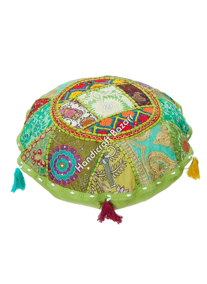Handicraft Bazarr Cotton Cushion Cover Embroidery Patchwork Pillow Case for Living Room Vintage Handmade Cushion Cover 18 Inch Round Living Room Pillow Cover Set of 2