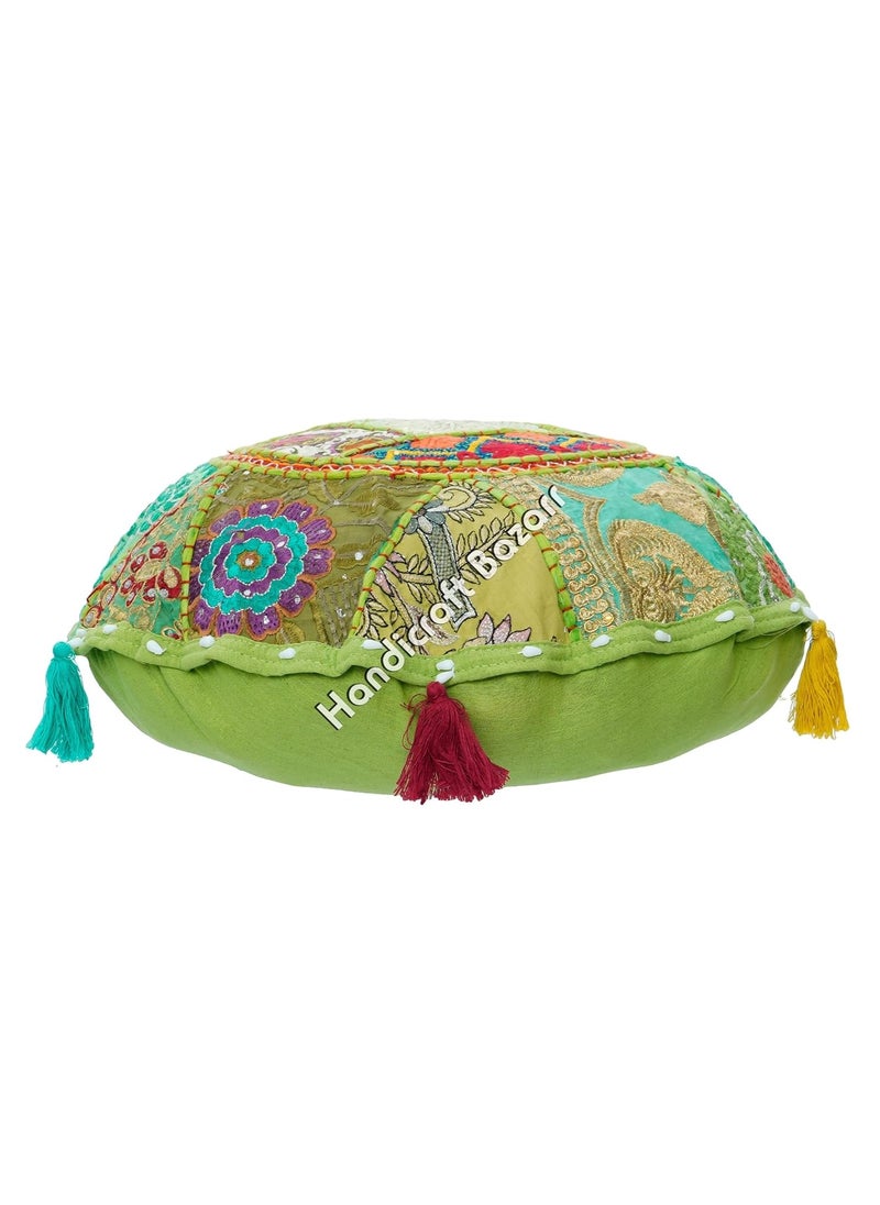 Handicraft Bazarr Cotton Cushion Cover Embroidery Patchwork Pillow Case for Living Room Vintage Handmade Cushion Cover 18 Inch Round Living Room Pillow Cover Set of 2