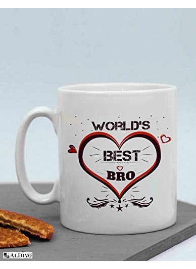 ALDIVO Combo Gift For Brother Gift for Brother Gift for Best Brother Gift For Bro 12 x 12 cushion cover with filler Printed coffee mug Greeting Card Printed Key Ring