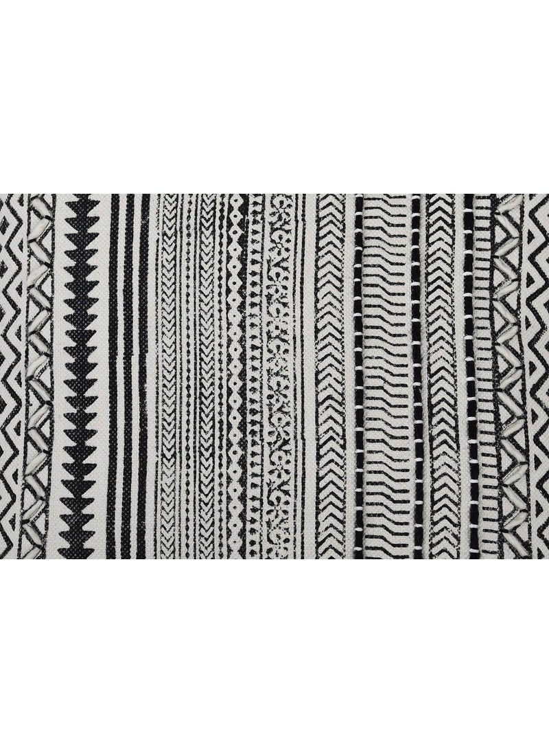 IMPEXART PVT LTD Cotton Handblock Print Soft Geometrical Pattern Square Embroidery Cushion Cover with Tassel 18X18 Inches