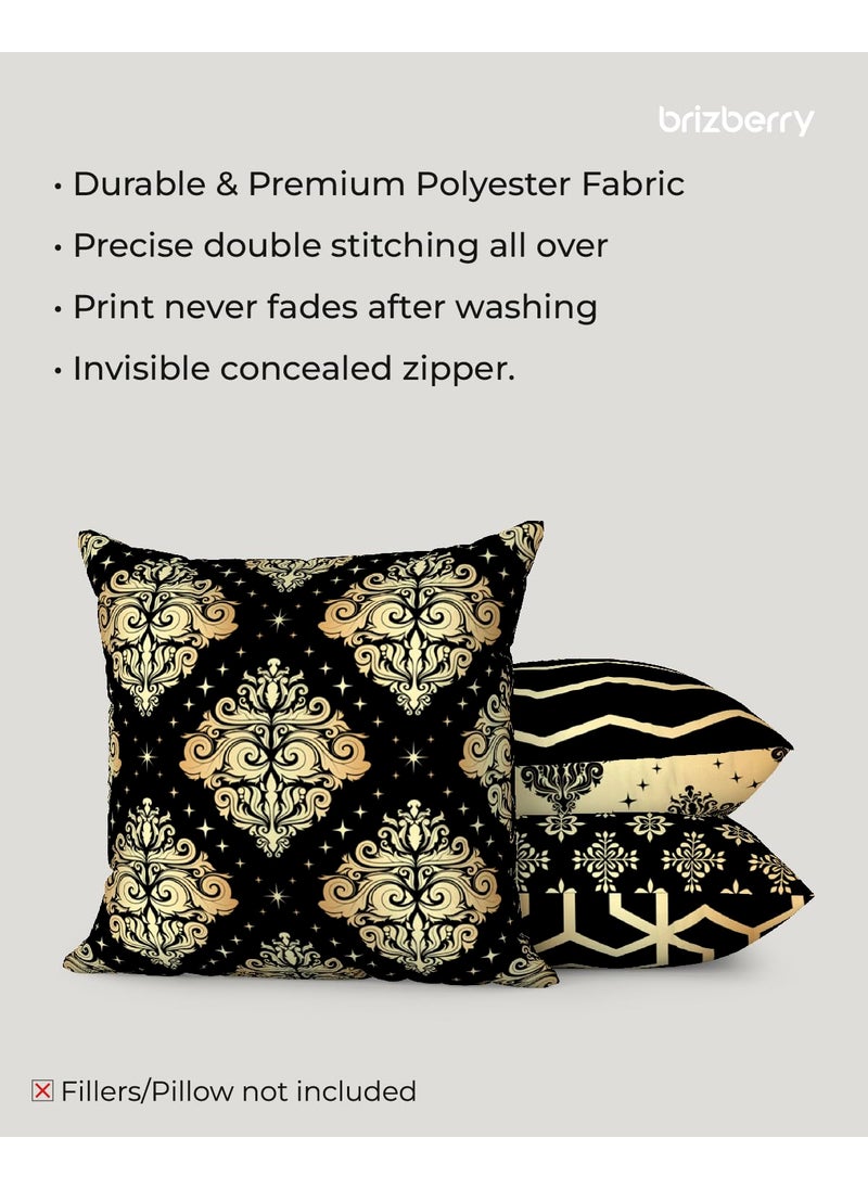 Brizberry Designer Ethnic Diwali Gift Polycotton Pillow Cushion Covers Double Side Printing Set of 5 16 inch x 16 inch Design 20