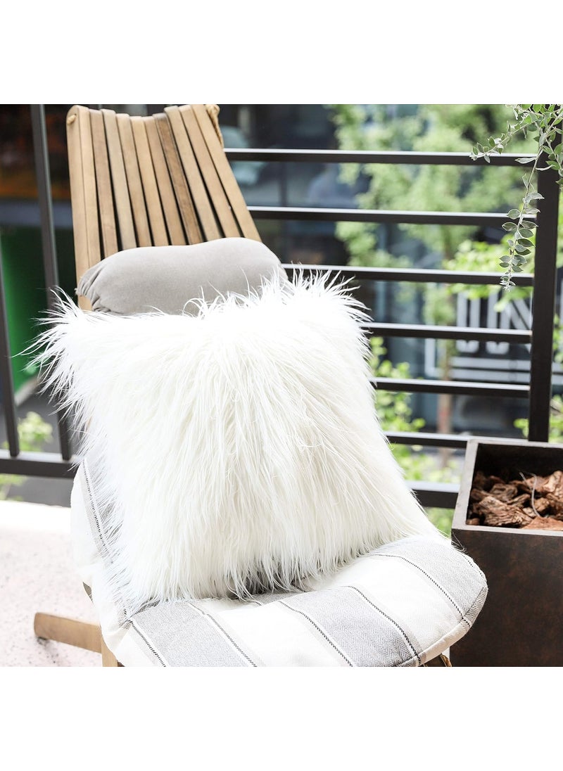Kevin Textile Set of 2 Decorative Luxury Series Merino Style Christmas OffWhite Fur Throw Pillow Case Cushion Cover Pillow Cover for Bed 20x 2050x50cm