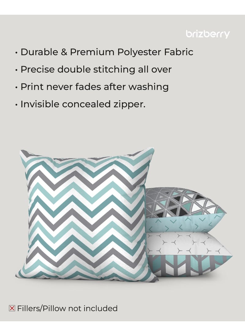 Brizberry Designer Decorative Premium Polycotton Throw Pillow Cushion Covers Double Side Printing Set of 5 16 inch x 16 inch Design 47