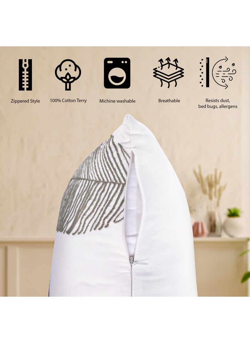 HOMYCO Cushion Covers Autumn Printed Decorative PillowThrow Cushion Covers Set Pack of 2 White