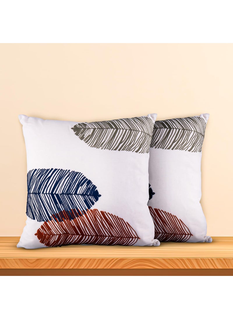 HOMYCO Cushion Covers Autumn Printed Decorative PillowThrow Cushion Covers Set Pack of 2 White