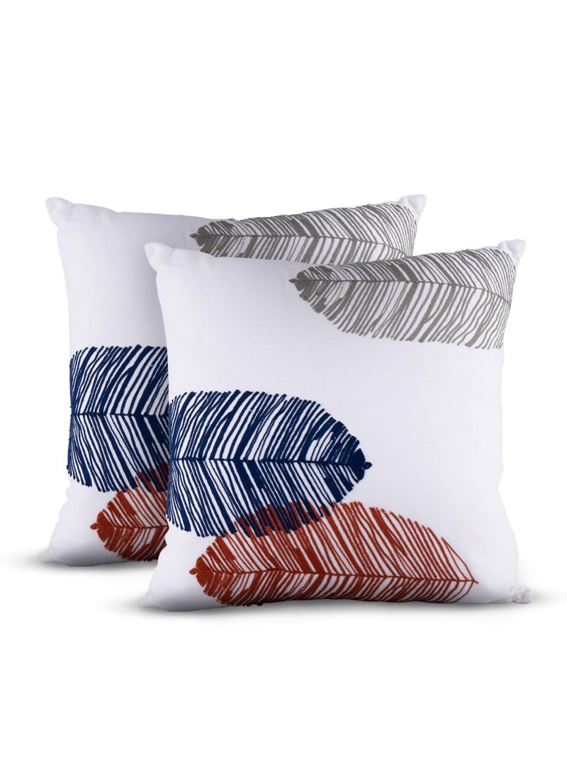 HOMYCO Cushion Covers Autumn Printed Decorative PillowThrow Cushion Covers Set Pack of 2 White