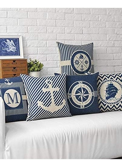 AEROHAVEN Set of 5 Designer Decorative Throw PillowCushion Covers CC116 18 inch x 18 inch Blue