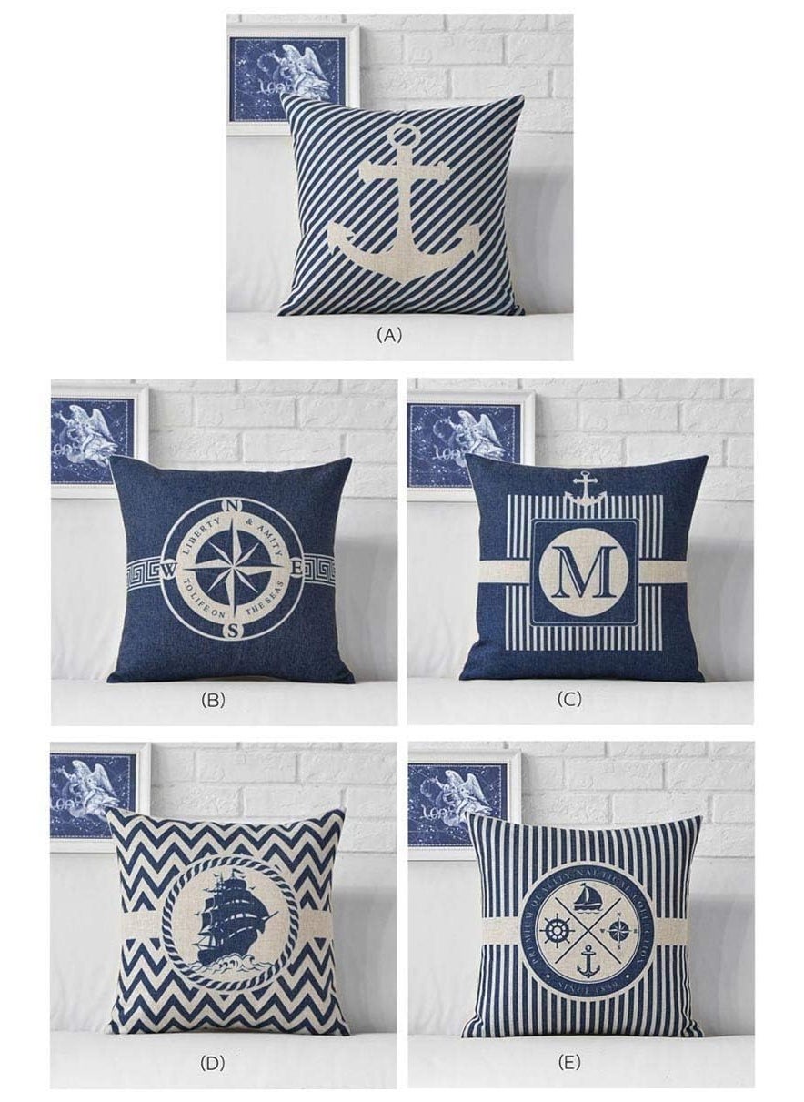 AEROHAVEN Set of 5 Designer Decorative Throw PillowCushion Covers CC116 18 inch x 18 inch Blue