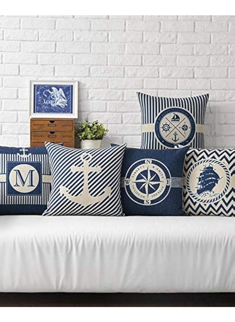 AEROHAVEN Set of 5 Designer Decorative Throw PillowCushion Covers CC116 18 inch x 18 inch Blue