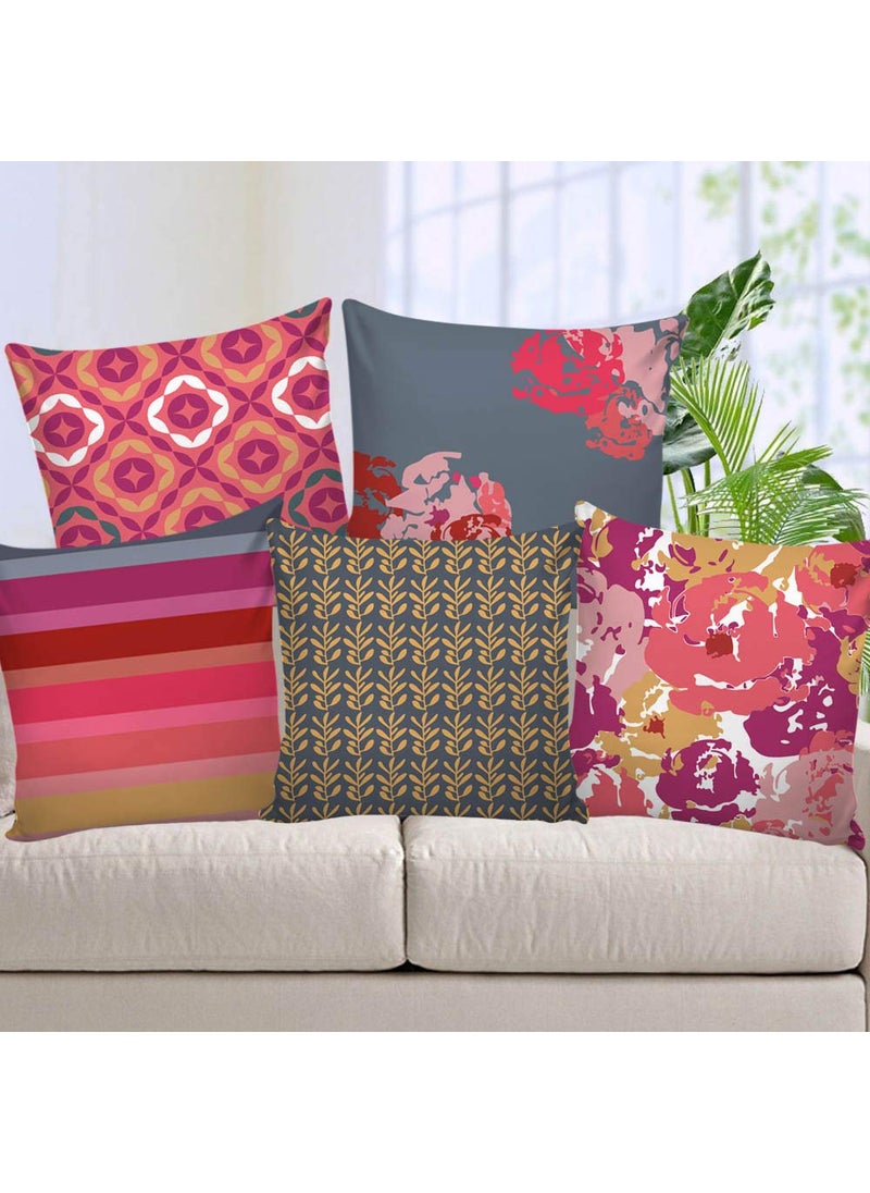 AEROHAVEN Set of 5 Decorative Hand Made Velvet ThrowPillow Cushion Covers CC166 18 x 18 Inch