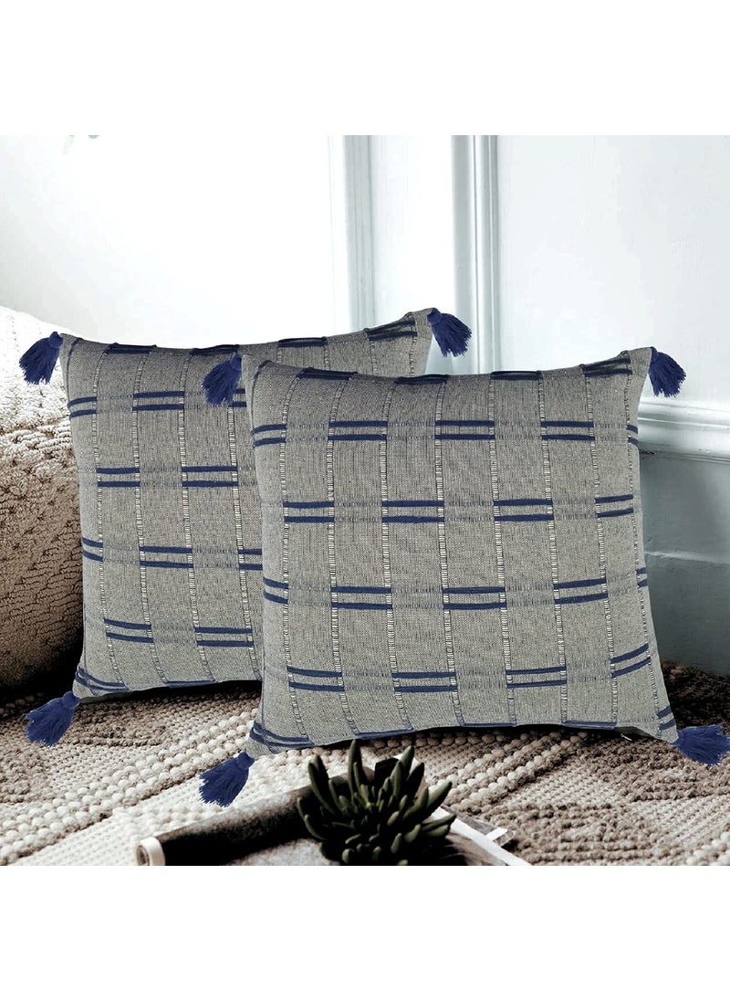 16x16 Cushion Cover Premium Square Pillow Case for Stylish Home Decor Navy Blue Cream Pillowcase 16x16 16 x 16 Set of 3