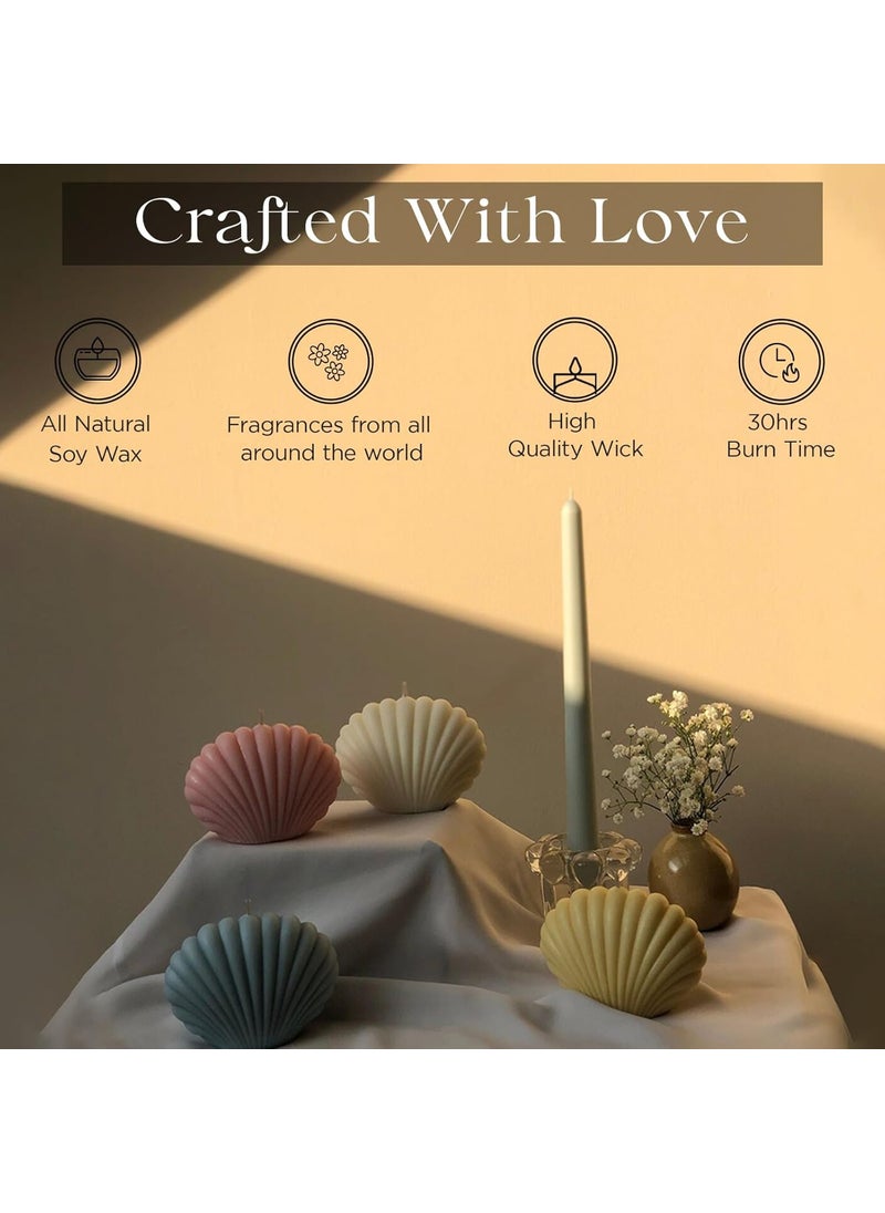 CANDLEVANNAH Aroma Scented Soy Wax Customize Shell Candle 250gm 5 Hrs Luxury Aroma Therapy Shell Design Scented Candles for Home Decor Gift Set Customize Colour Scent