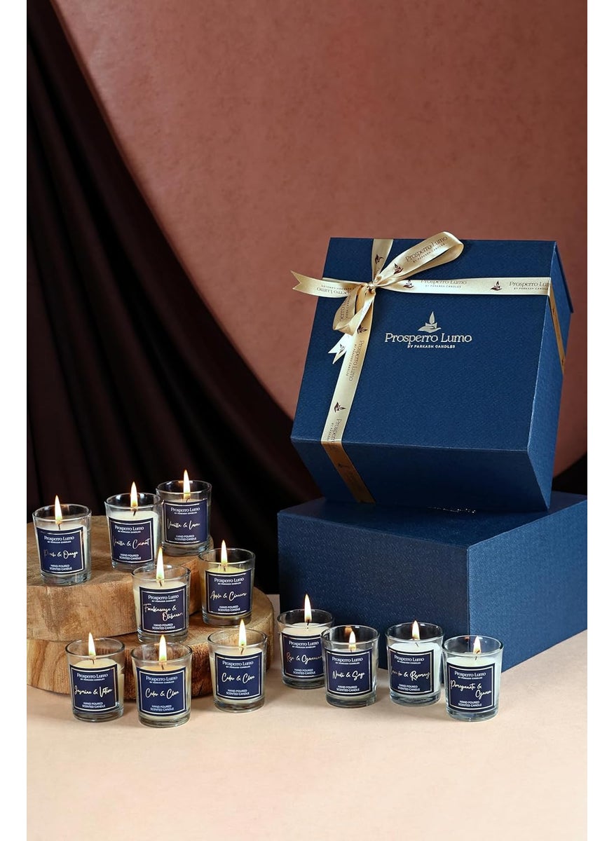 PROSPERRO LUMO by Parkash Candles Luxury Glass Scented Candles Paraffin Wax Set of 12