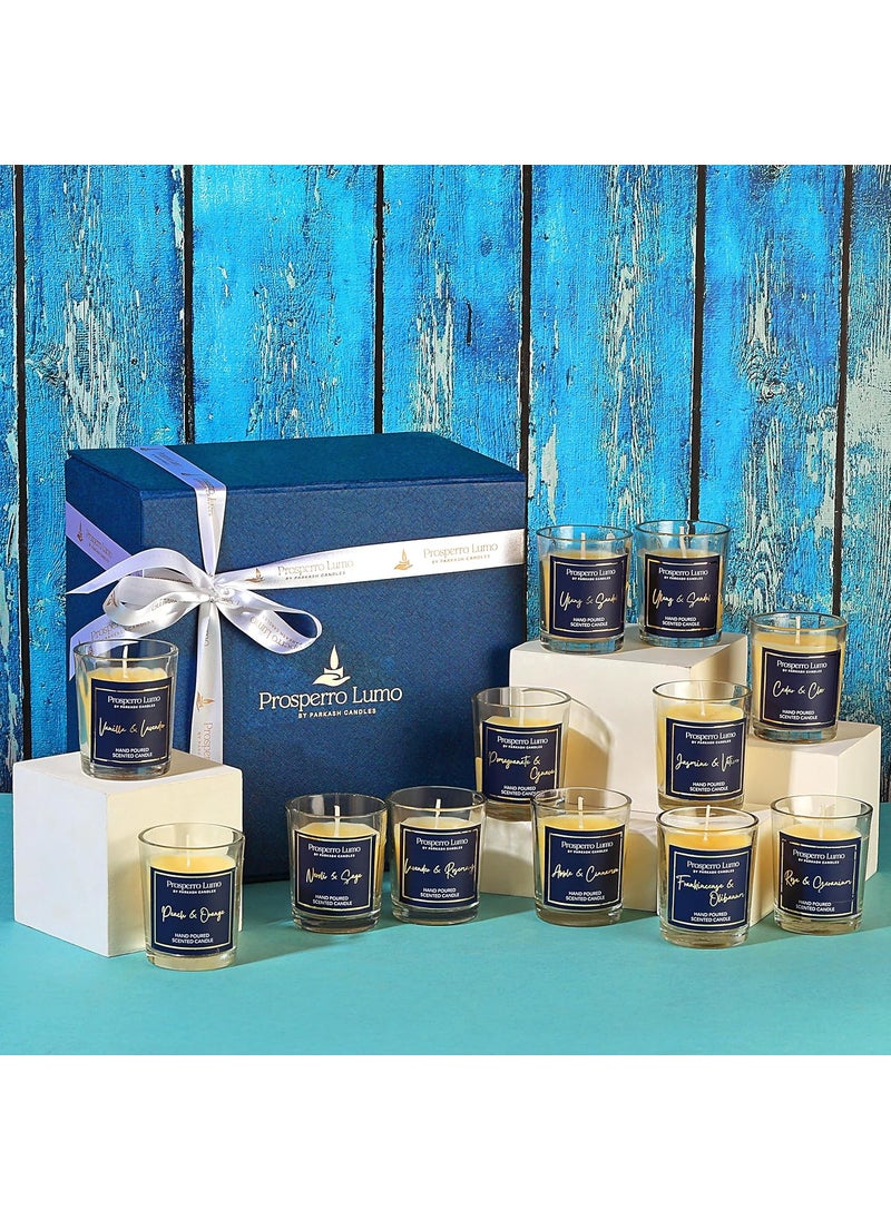 PROSPERRO LUMO by Parkash Candles Luxury Glass Scented Candles Paraffin Wax Set of 12