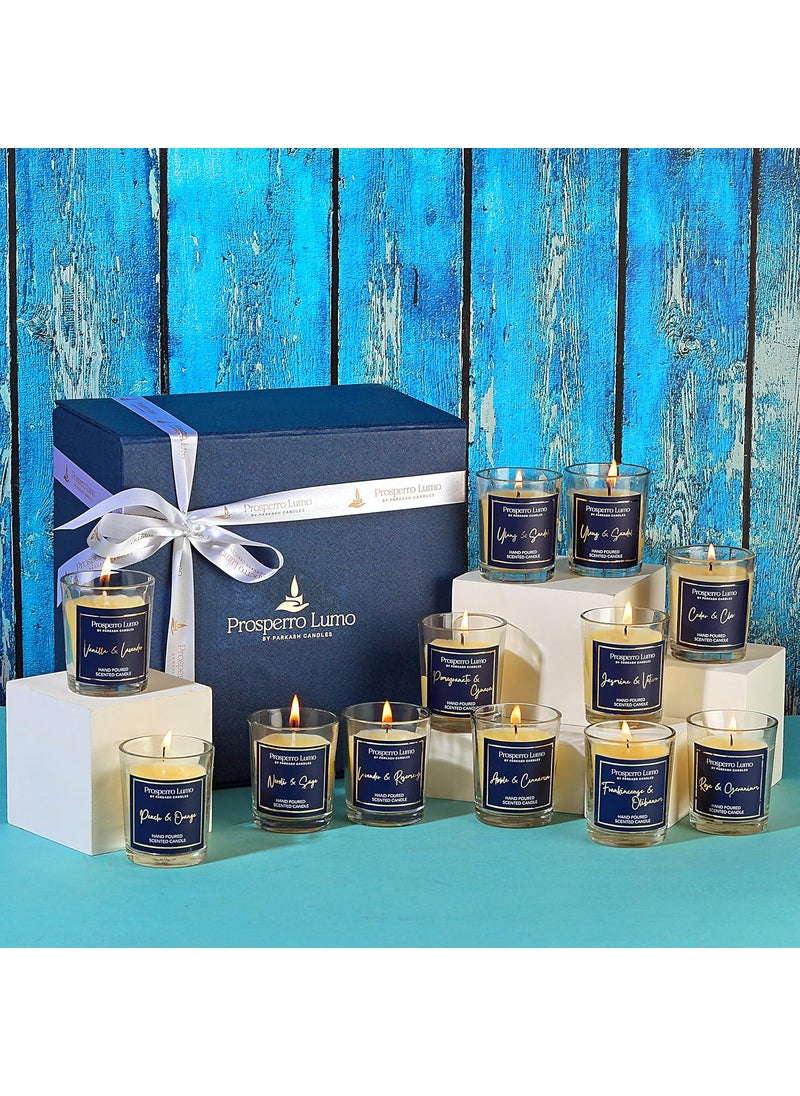 PROSPERRO LUMO by Parkash Candles Luxury Glass Scented Candles Paraffin Wax Set of 12