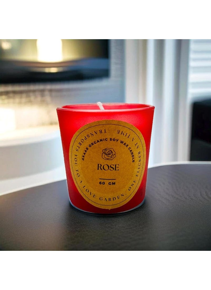 Akaar Organic Scented Candles Pure Soy Wax 60gms EachScented Aromatic Fragrance of Roseup to 15HrsBest GiftCandle Home Decoration Rose