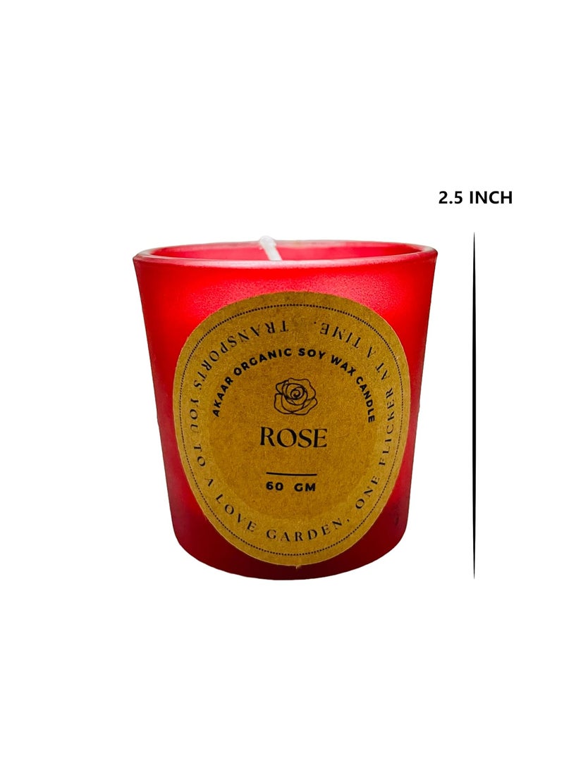 Akaar Organic Scented Candles Pure Soy Wax 60gms EachScented Aromatic Fragrance of Roseup to 15HrsBest GiftCandle Home Decoration Rose