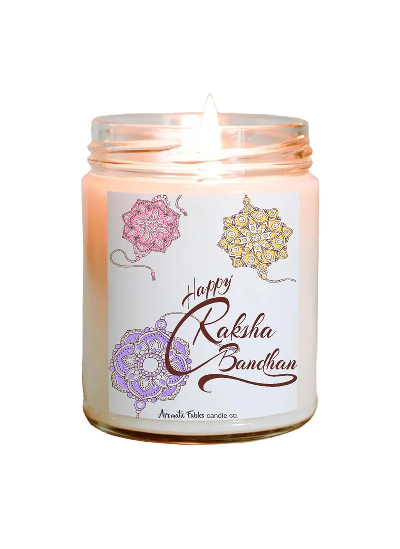 First Row Aromatic Fables Scented Candle with Raksha Bandhan Gift Pack Rakhi Roli Chawal Best Gift from Sister Rakhi Combo Rakhi Thread for Brothers Lavender