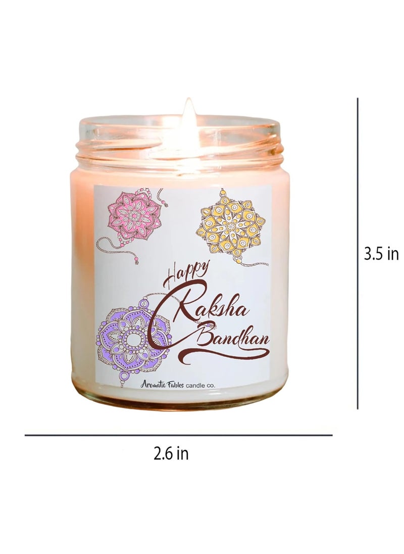 First Row Aromatic Fables Scented Candle with Raksha Bandhan Gift Pack Rakhi Roli Chawal Best Gift from Sister Rakhi Combo Rakhi Thread for Brothers Lavender