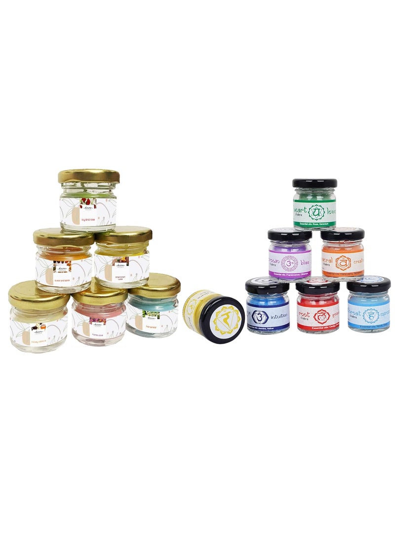 Divine Senses Mini jar Scented Candles Set of 13 Candle Gift Set for Gifting Fragranced Jar Candles for Home Decoration