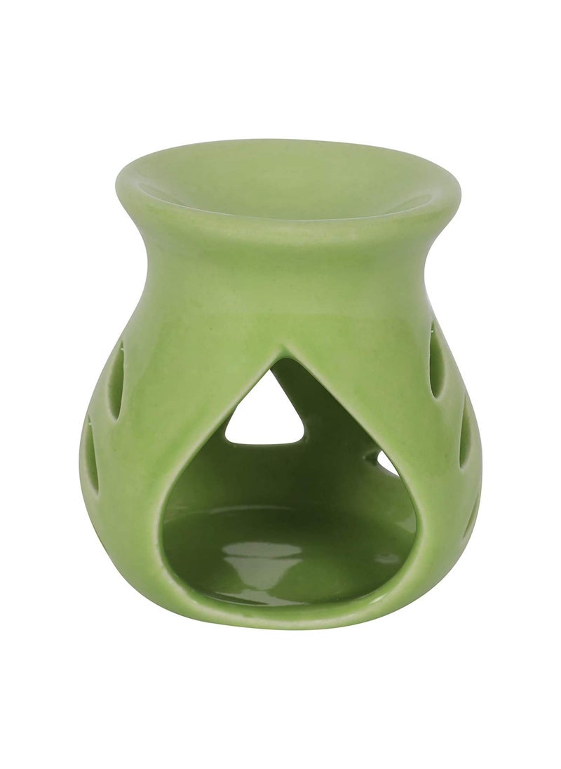 Mkd2 Rise Ceramic Clay Candle Aroma Burner Oil DiffuserGreen Yellow Set of 2 for Home Fragrance
