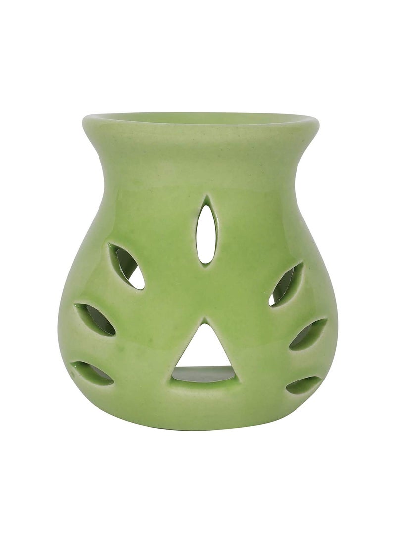 Mkd2 Rise Ceramic Clay Candle Aroma Burner Oil DiffuserGreen Yellow Set of 2 for Home Fragrance
