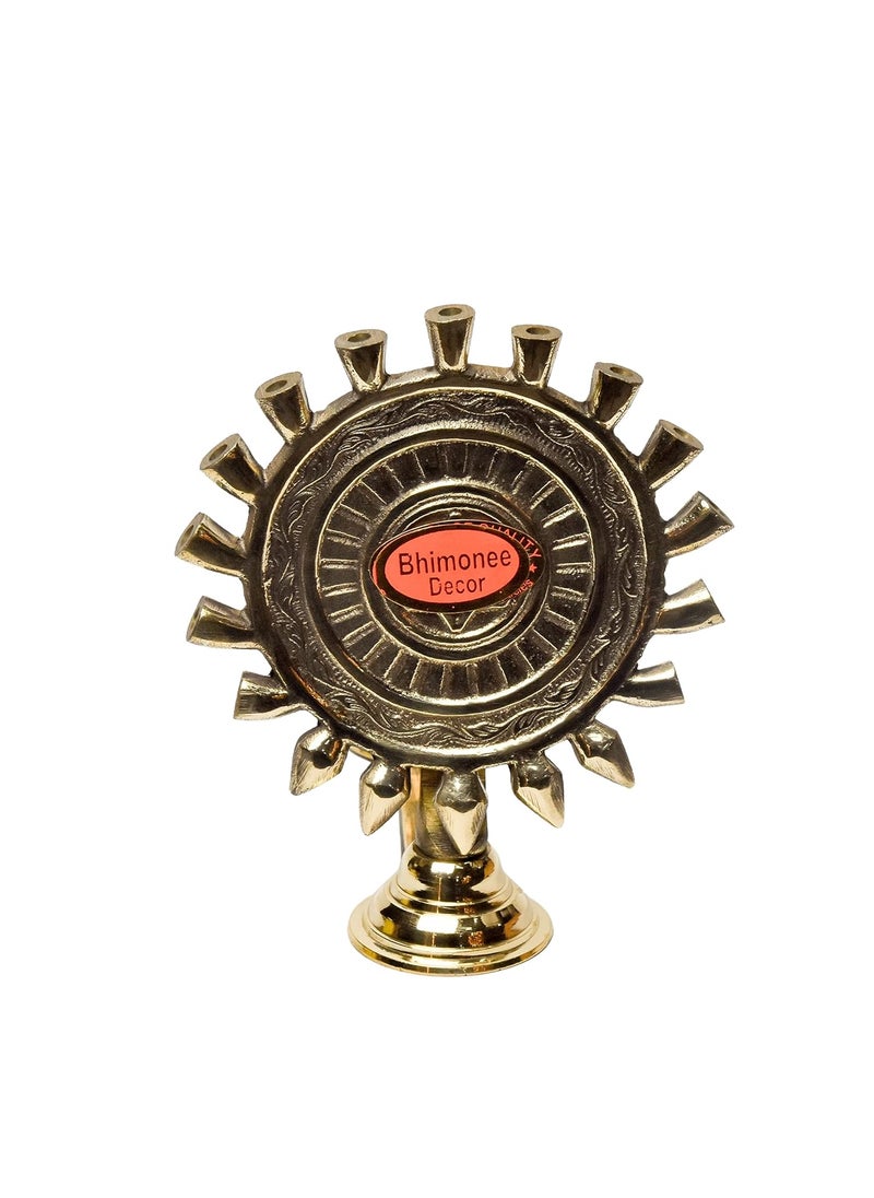 Bhimonee Decor Pure Brass Chakra Aarti Deep Deepak Diya for Pooja Purposes 55 Inches 550gm