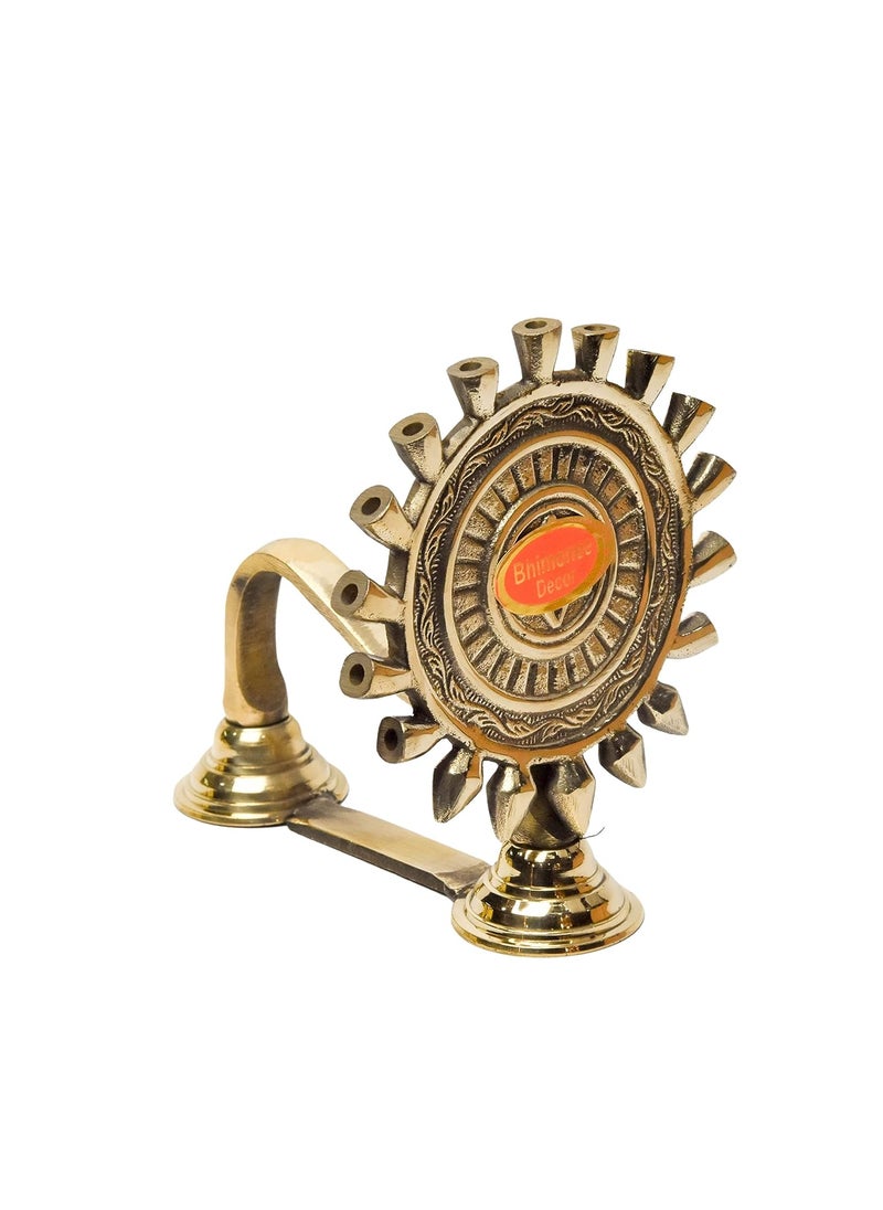 Bhimonee Decor Pure Brass Chakra Aarti Deep Deepak Diya for Pooja Purposes 55 Inches 550gm