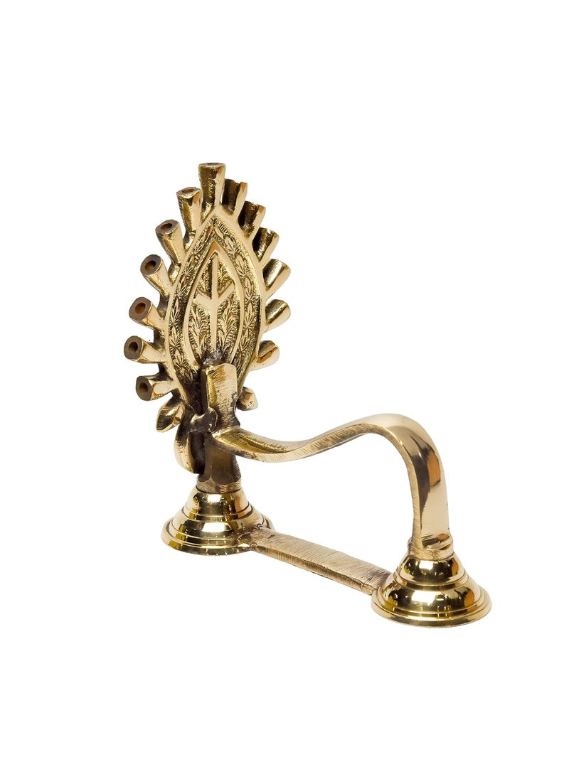 Bhimonee Decor Pure Brass Shankh Aarti Deep Deepak Diya for Pooja Purposes 55 Inches 500gm