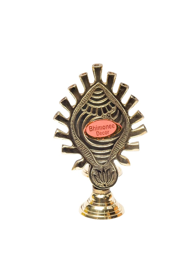Bhimonee Decor Pure Brass Shankh Aarti Deep Deepak Diya for Pooja Purposes 55 Inches 500gm