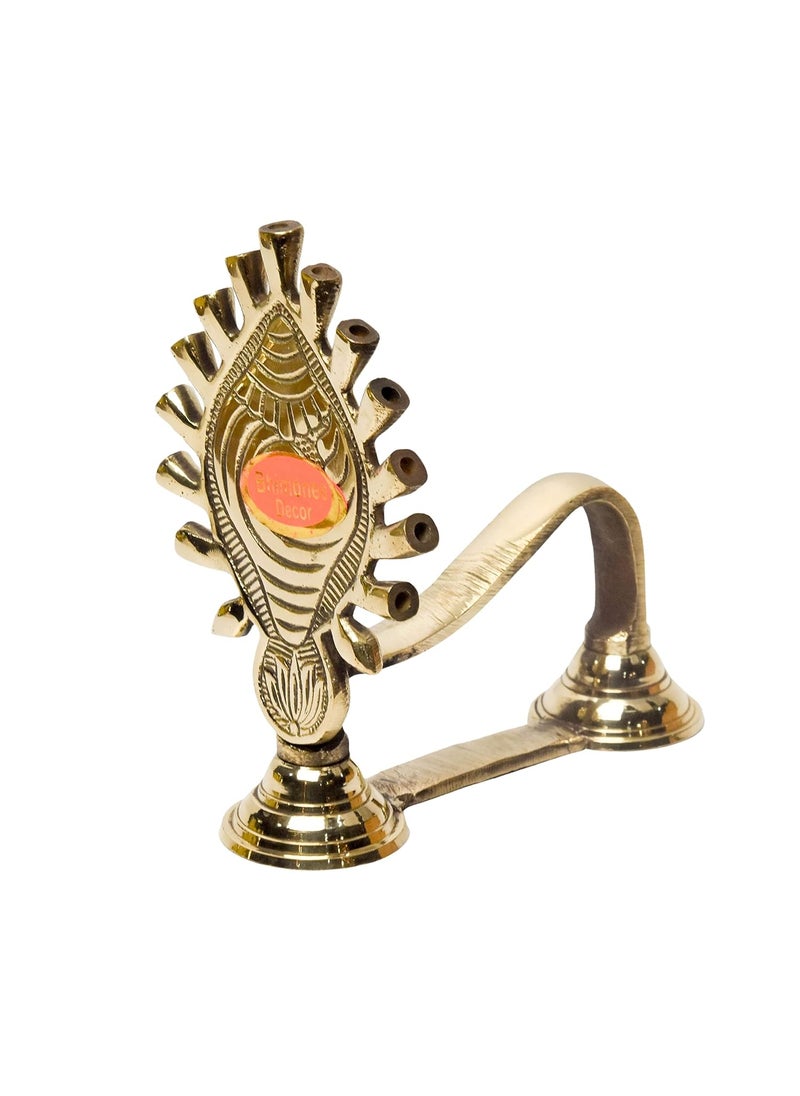 Bhimonee Decor Pure Brass Shankh Aarti Deep Deepak Diya for Pooja Purposes 55 Inches 500gm