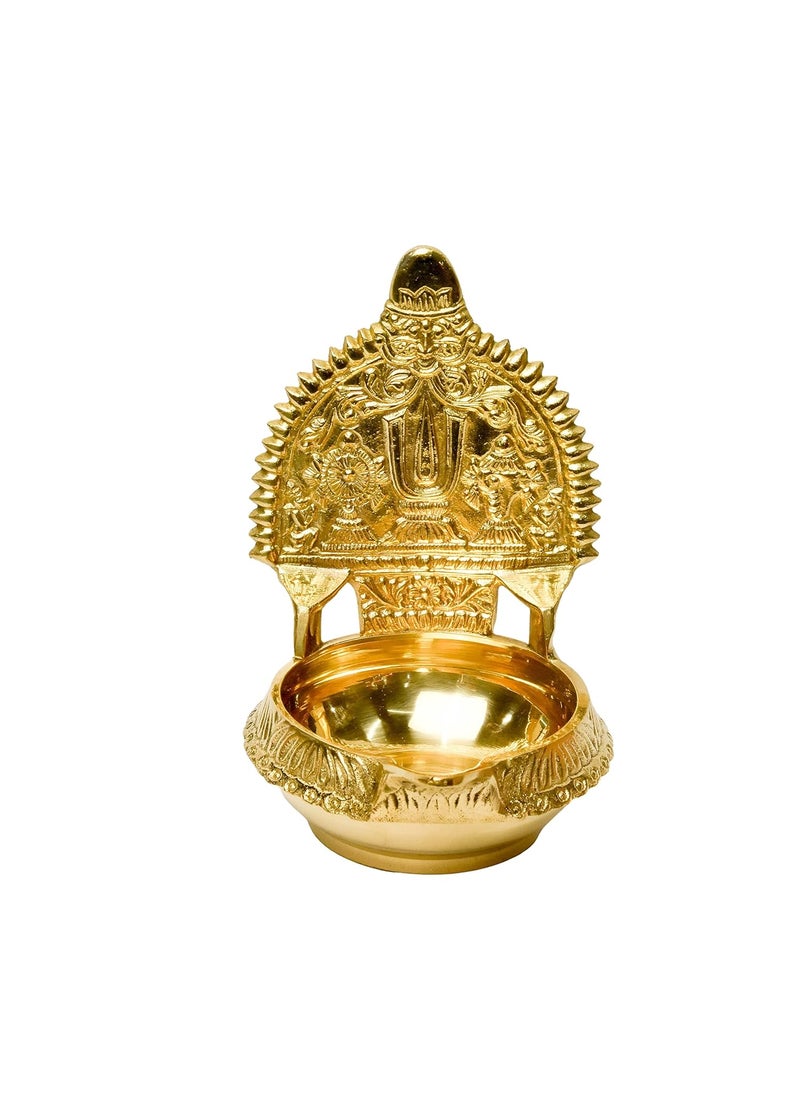 Bhimonee Decor Pure Brass Kuber Kamakshi Deep Deepak Diya for Pooja Purposes 6 Inches 440 gm
