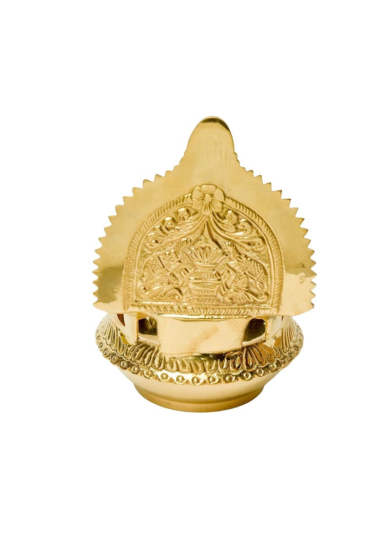 Bhimonee Decor Pure Brass Kuber Kamakshi Deep Deepak Diya for Pooja Purposes 6 Inches 440 gm