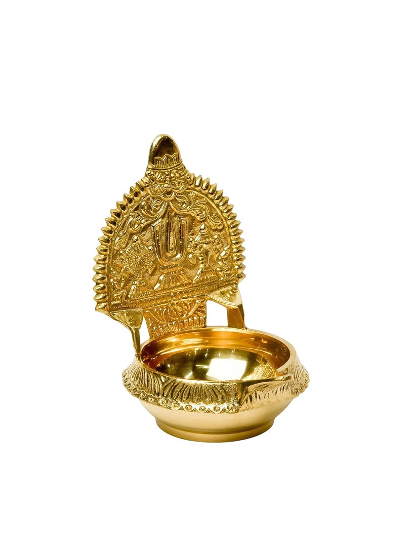 Bhimonee Decor Pure Brass Kuber Kamakshi Deep Deepak Diya for Pooja Purposes 6 Inches 440 gm