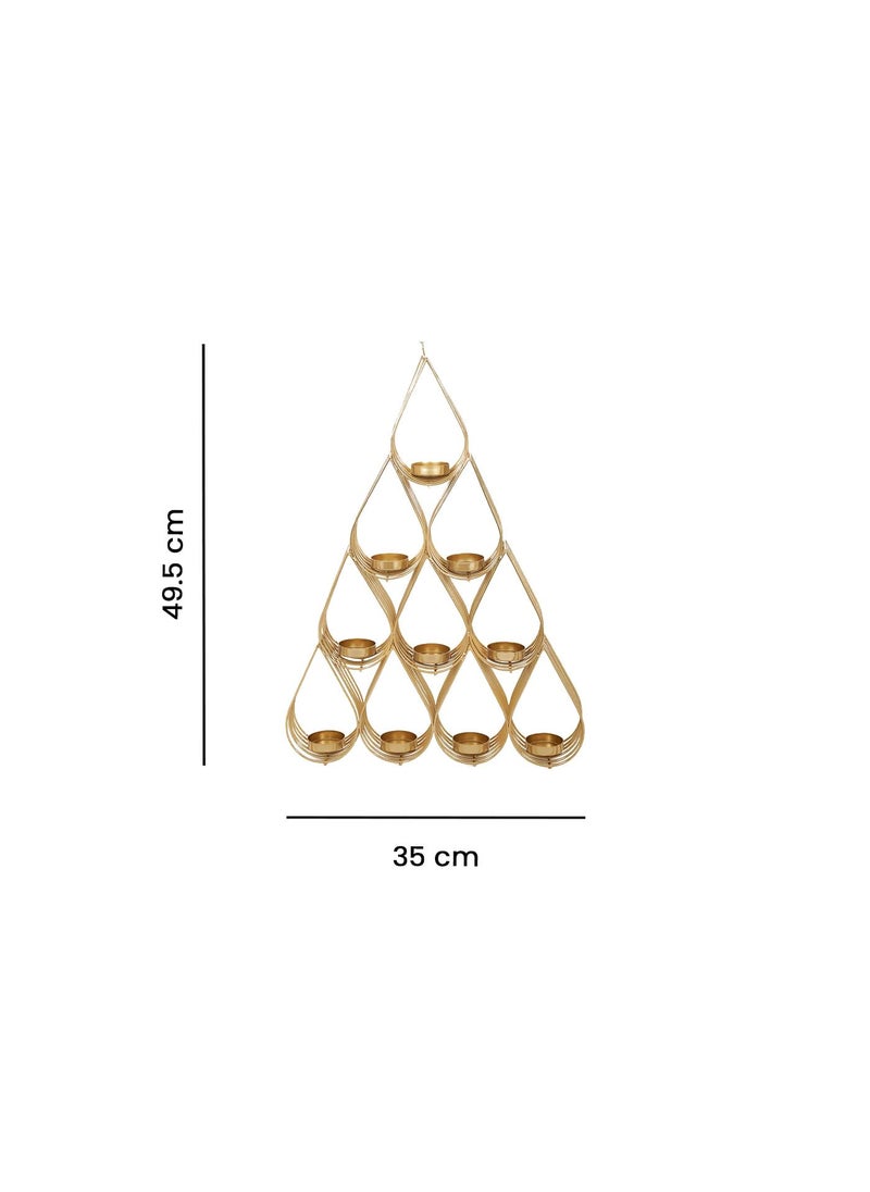 DecorTwist Metal 4 Layer Floral Tea Light Candle Diya Holder Hanging Table Top Wall Hanging Vintage Decorative for Living Room Bedroom Diwali Decoration Item for Home Dcor