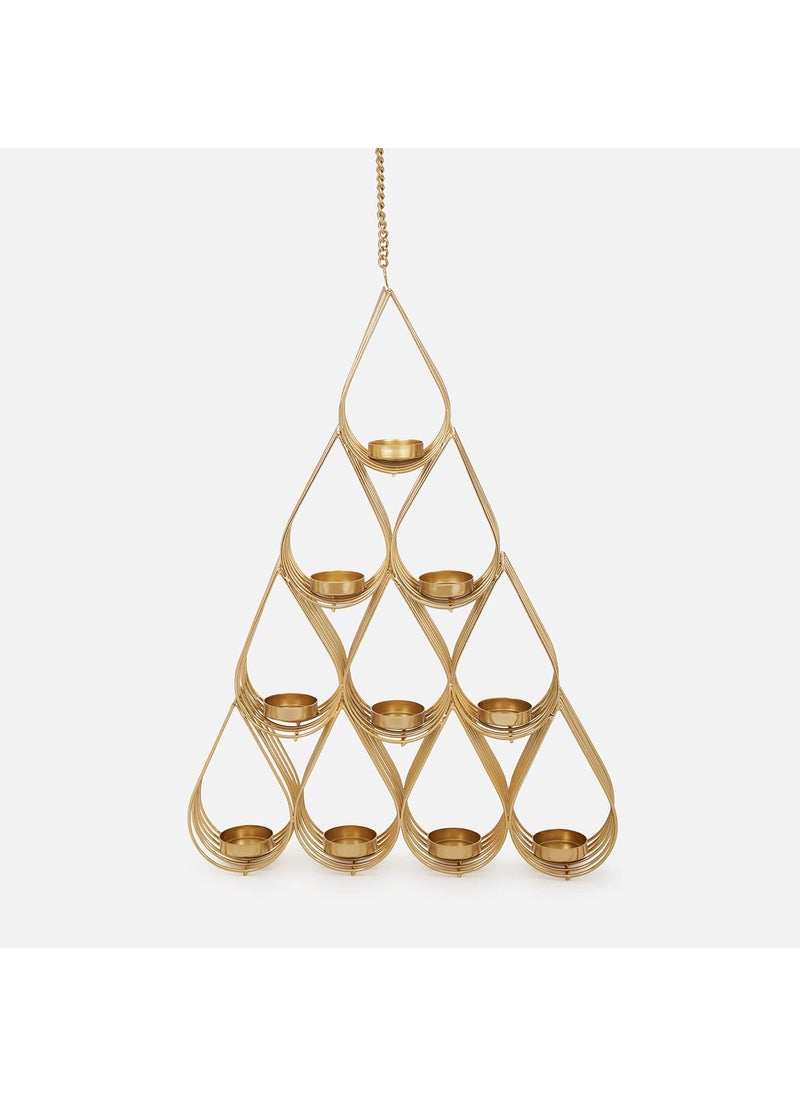 DecorTwist Metal 4 Layer Floral Tea Light Candle Diya Holder Hanging Table Top Wall Hanging Vintage Decorative for Living Room Bedroom Diwali Decoration Item for Home Dcor