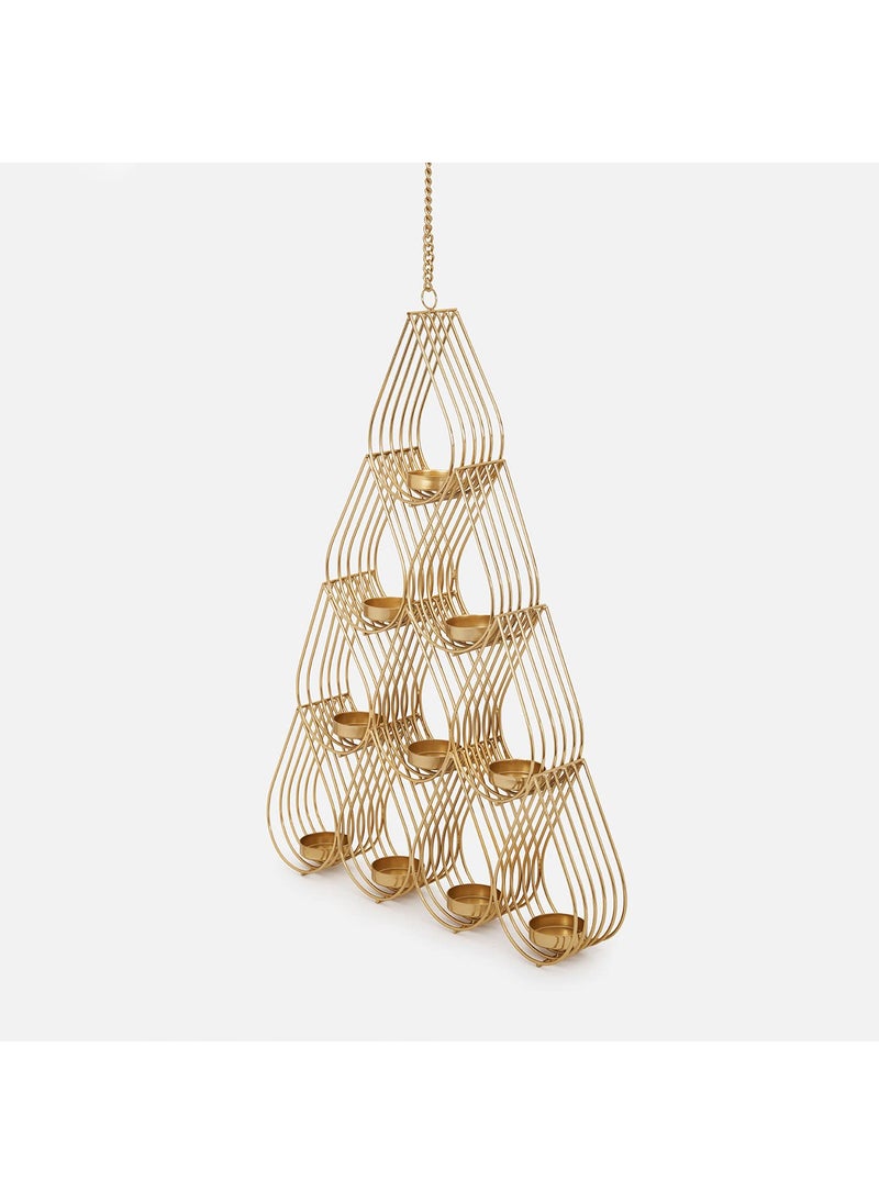 DecorTwist Metal 4 Layer Floral Tea Light Candle Diya Holder Hanging Table Top Wall Hanging Vintage Decorative for Living Room Bedroom Diwali Decoration Item for Home Dcor